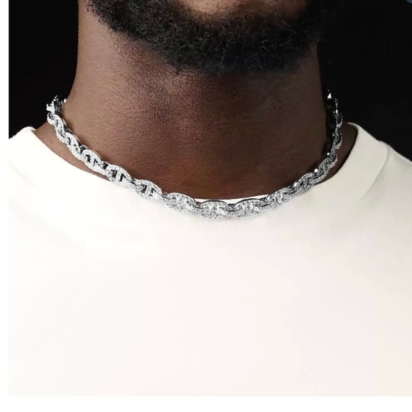 22" 10MM Micro Diamond Mariner Link Chain - Picture 1 of 3